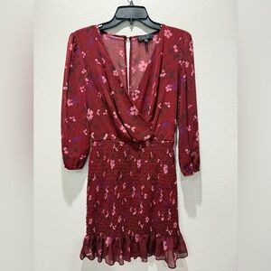 Trixxi Burgundy Floral Long Sleeve Dress